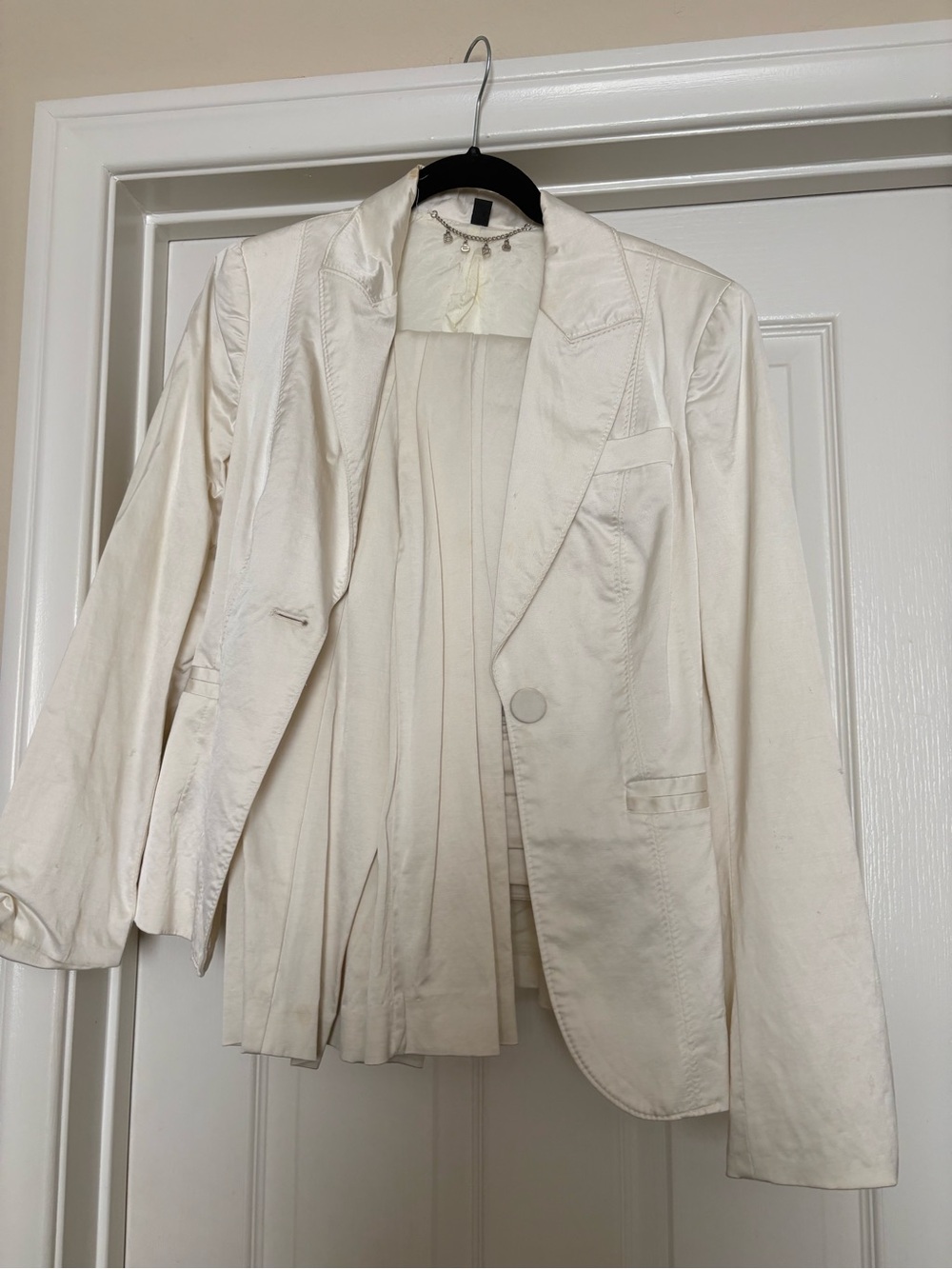 Bebe Women's Cream Lightweight Blazer Jacket and pants set